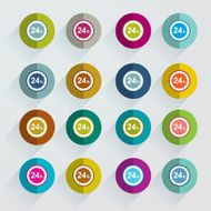 Collection of modern shadows clock flat icon Vector illustration