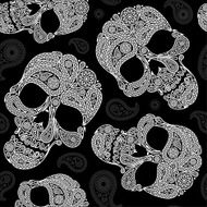 seamless pattern with skulls and paisley N3