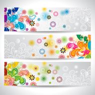 Banner floral and birds