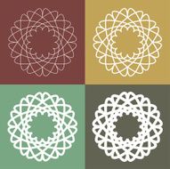 Set of circular linear icons logos monograms emblems
