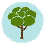 Simple abstract green tree in grunge style N3