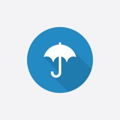 umbrella Flat Blue Simple Icon with long shadow