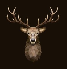Deer polygonal Illustration Low poly deer with horns N2