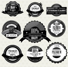 Set of Superior Quality and Satisfaction Guarantee Badges Label N2