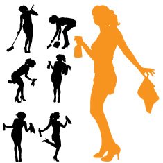 Vector silhouette of the woman who cleans N2