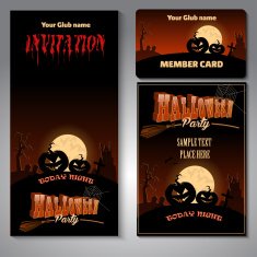 Happy Halloween club party Vector illustration set