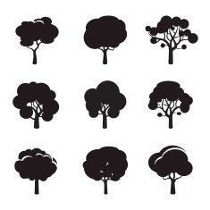 Set of black vector tree icon N4