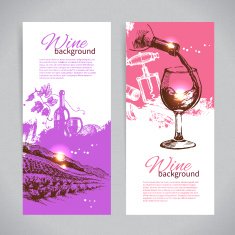 Banners of wine vintage background Hand drawn sketch illustrati N2
