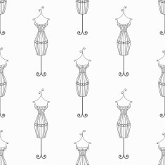 Hand drawn vintage iron mannequin seamless pattern Doodle illustration N2