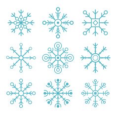 set of vector snowflakes flat icons N2
