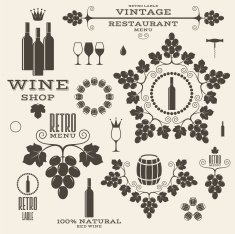 Wine Vintage Isolated labels and icons