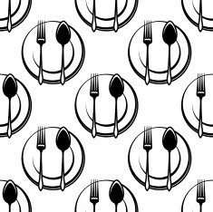 Cutlery and dishware seamless pattern N2