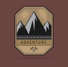 Mountain adventure label or sign