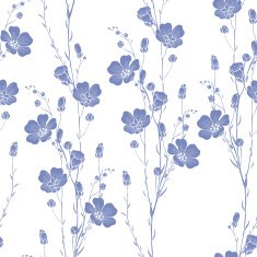 Floral seamless pattern of flax plant N2