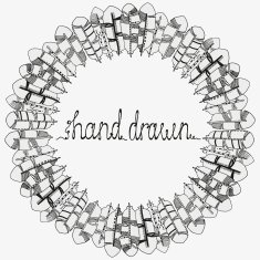 Hand-drawn text wreath Feathers