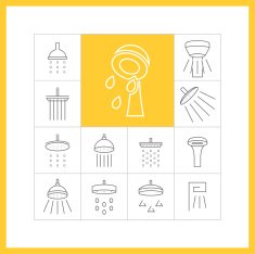 Set of flat icons (bathroom shower) vector