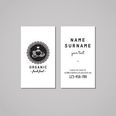 Organic food business card design concept Logo-badge with blueberry