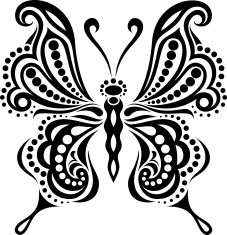 Delicate butterfly silhouette Drawing of lines and points N2