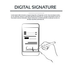 Digital Signature Smart Cell Phone Businessman Black Hands Silhouette Sign N2