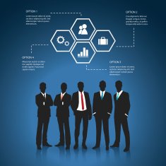 Business man with hexagon icon box