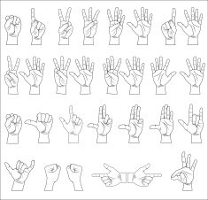 Hand collection - vector line illustration