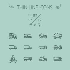 Transportation thin line icon set N6