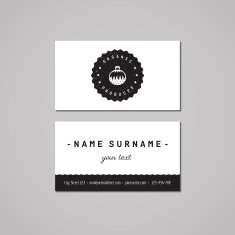 Organic food business card design concept Logo-badge with garnet