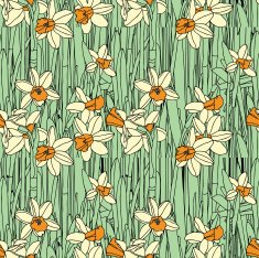 Seamless pattern with narcissus flowers N14
