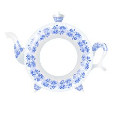 White jar with ornament of blue flowers Gzhel Vector illustrat