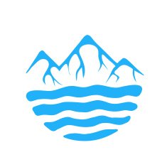 Mountain and sea or river vector logo