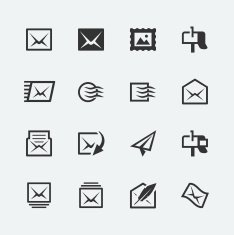Post and mail related vector icons set