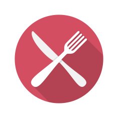 Fork and Knife Icon With Long Shadow