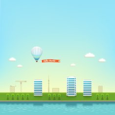 Urban landscape on the seashore background Vector illustration