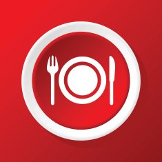 Dishware icon on red