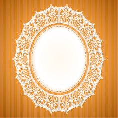 White lace doily on an orange background N2
