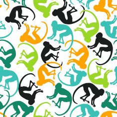 Seamless pattern with colorful monkey