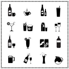 set of drinks and beverages icons