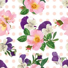 seamless pattern bouquet of roses and forget-me-nots