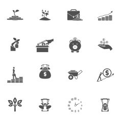 Investment Silhouette Icon Set
