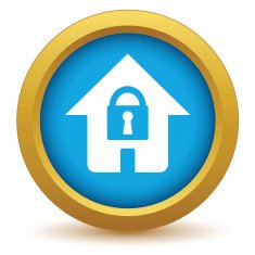 Gold lock house icon