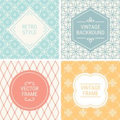 Set of vintage frames on mono line seamless background N6