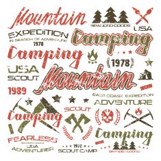 Camping typographic badges for t-shirt N2