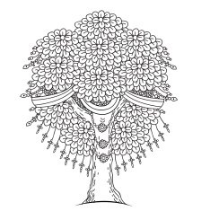 Amazing tree of life in the Indian style with leaves N2