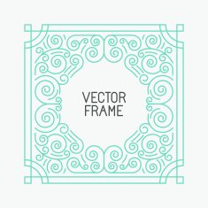Vector floral frames in mono line style