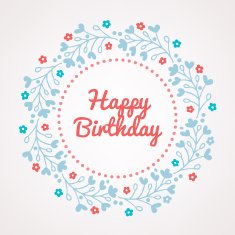Happy Birthday card with floral wreath N2