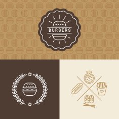 Vector set of burger package design elements