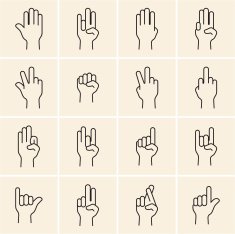 Linear hand icons set