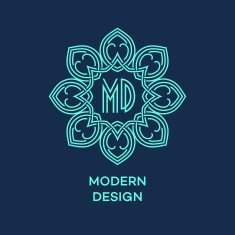 Vector geometric frame in mono line style Monogram design element N53