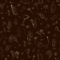 Seamless pattern of items associated with alcohol