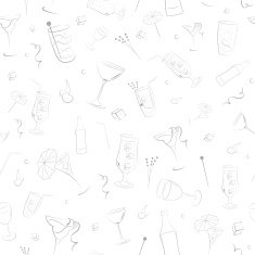 Seamless pattern of items associated with alcohol N2